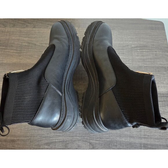 Zara Front Zip Knit Sock Combat Boots Black Size 9 EU 40 Chunky Moto Biker Goth - Picture 8 of 11
